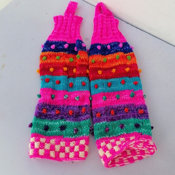 Accessories - Multicolored Wool Knitted Leg Warmers - Andean Craftsmanship